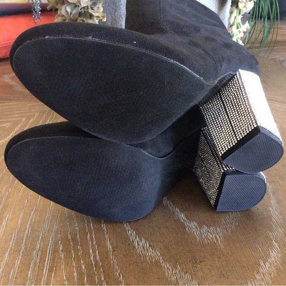 Daisy Fuentes Womens Carita Black Rhinestone High Heel Ankle Boots Size 8 - Picture 14 of 14